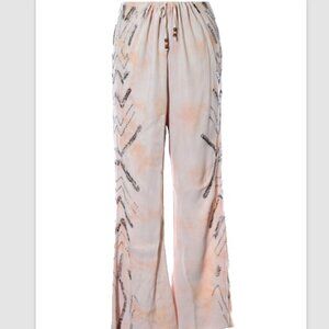 Chaser Wide leg Pants Boho Beaded Embellishment Drawstring Waist Size LG - XL